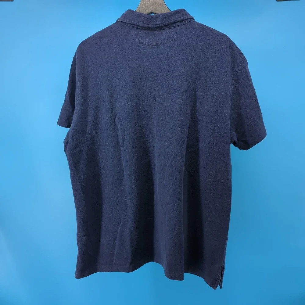 Polo Ralph Lauren Mens XL Custom Fit Navy Blue Mesh Pocket Shirt Short Sleeve